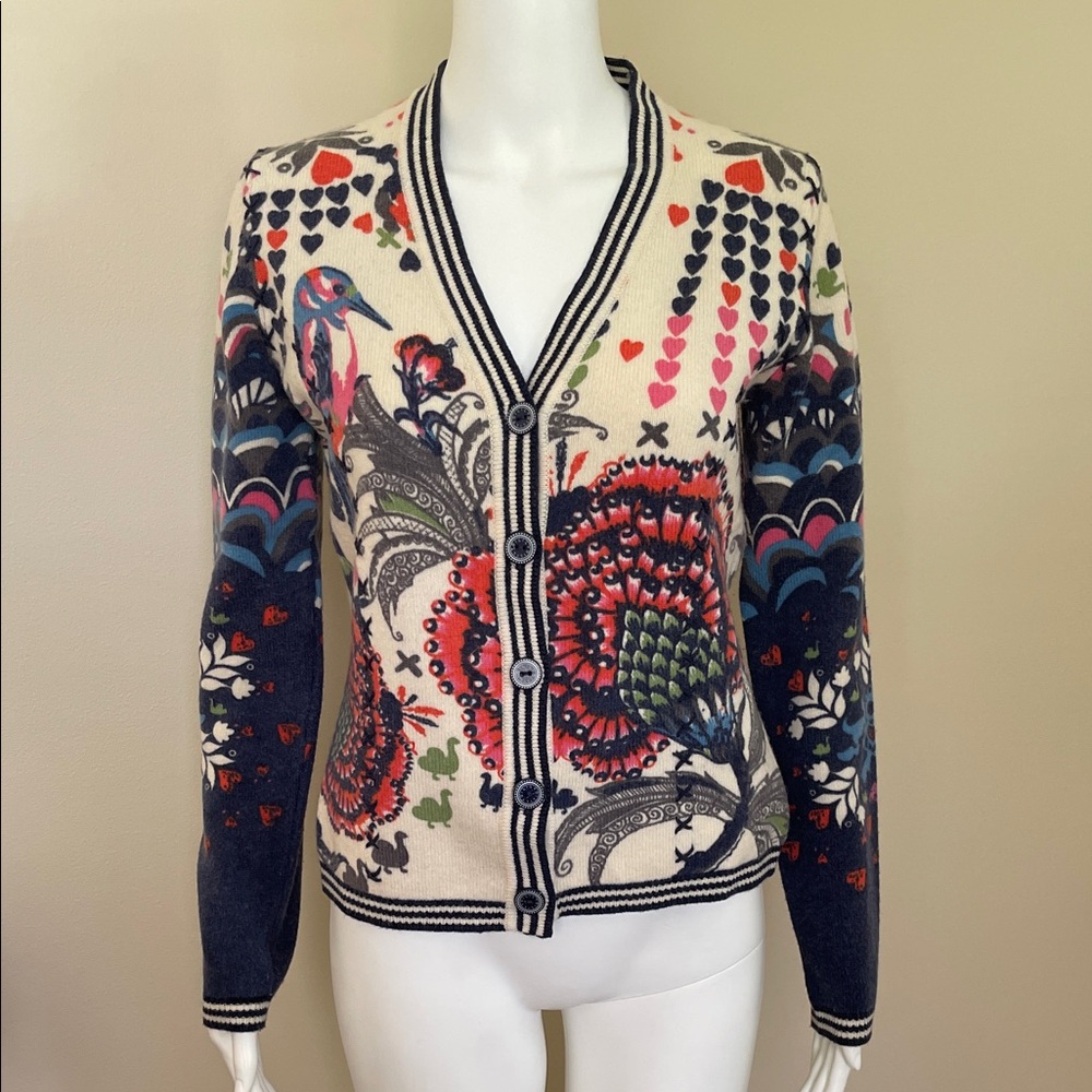 Oilily Cream and Blue Patterned Cardigan